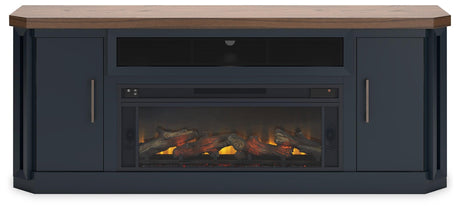 Landocken Two-tone 83" Tv Stand With Electric Fireplace - Ella Furniture