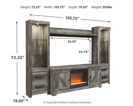 Wynnlow Gray 4-Piece Entertainment Center With Electric Fireplace - Ella Furniture