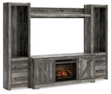 Wynnlow Gray 4-Piece Entertainment Center With Electric Fireplace W440W8 - Ella Furniture