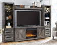 Wynnlow Gray 4-Piece Entertainment Center With Electric Fireplace - Ella Furniture