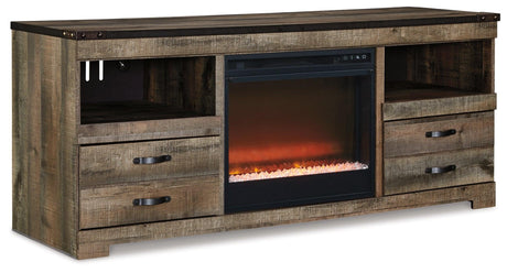 Trinell Brown 63" Tv Stand With Electric Fireplace - Ella Furniture