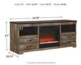 Trinell Brown 63" Tv Stand With Electric Fireplace - Ella Furniture