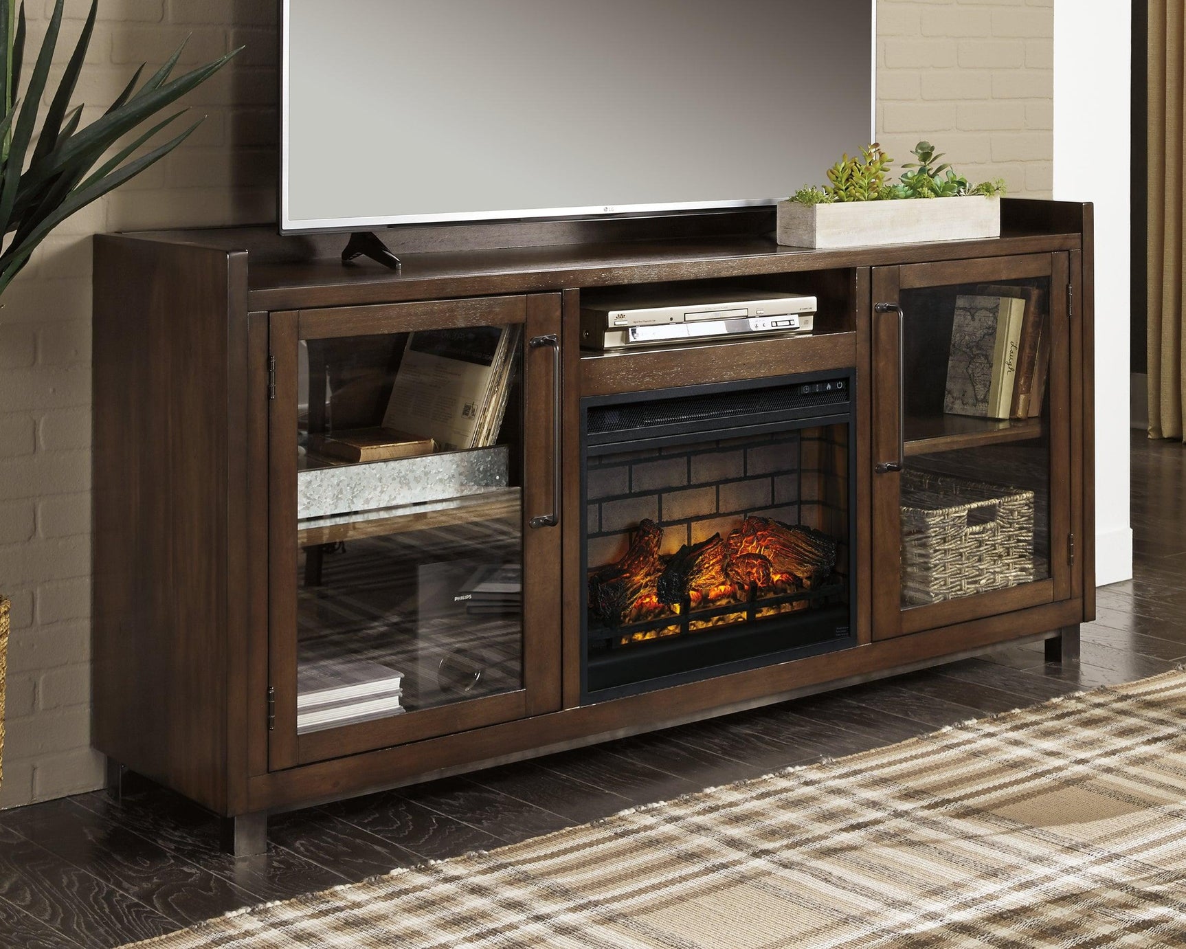 Starmore Brown 70" Tv Stand With Electric Fireplace W633W5 - Ella Furniture