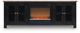 Wildenauer Brown/Black 76" TV Stand with Electric Fireplace