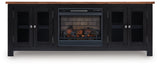 Wildenauer Brown/Black 76" TV Stand with Electric Fireplace