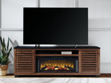 Kallari Warm Brown/Black 84" TV Stand with Electric Fireplace