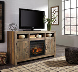 Sommerford Brown 62" Tv Stand With Electric Fireplace W775W4 - Ella Furniture