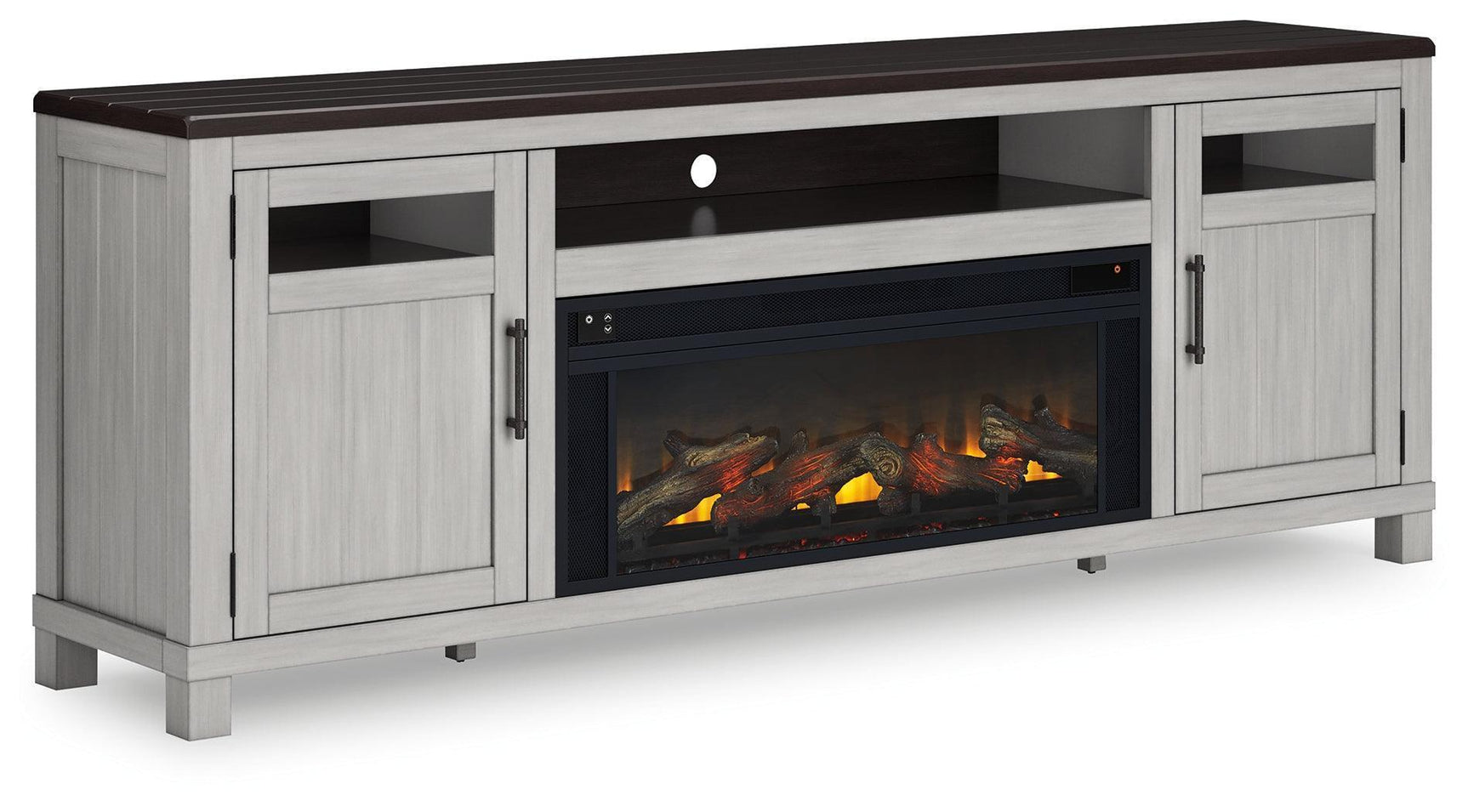 Darborn 88" Gray Brown TV Stand with Electric Fireplace