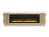 Camdill Light Brown 80" TV Stand with Electric Fireplace