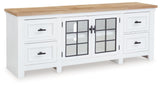Ashbryn White Natural 74" Tv Stand