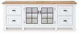 Ashbryn White Natural 74" Tv Stand