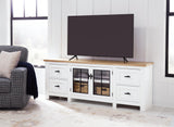 Ashbryn White Natural 74" Tv Stand