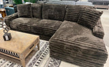Kelly Oversized Corduroy Chocolate 123" Sectional with Cupholders