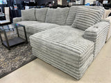 Kelly Oversized Corduroy Gray 123" Sectional with Cupholders