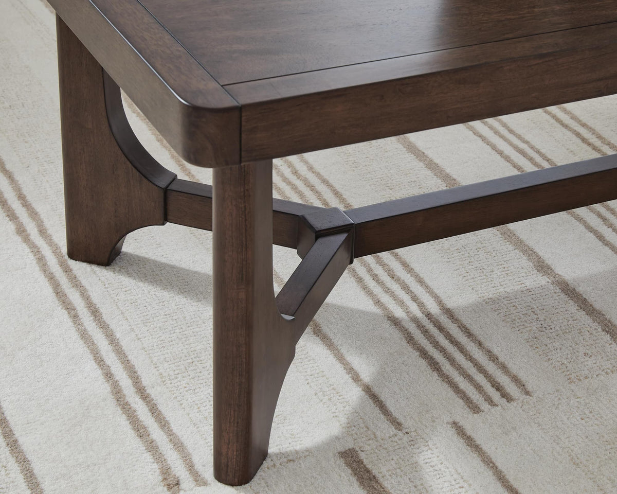 Korestone Dark Brown Coffee Table with 2 End Tables — detail view