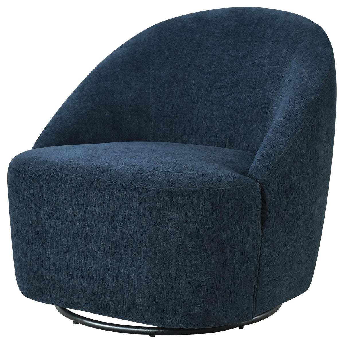 Leon Upholstered Barrel Swivel Accent Chair Navy — product image 3