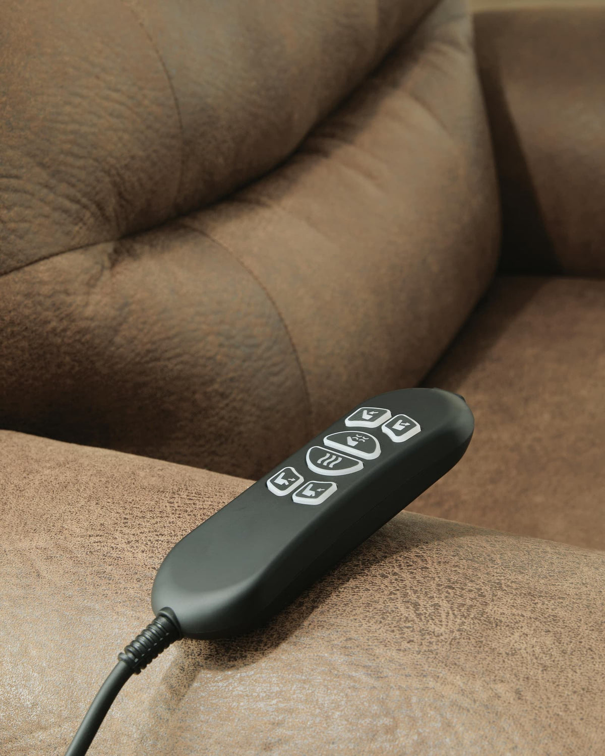 Revived and Restored Earth Faux Leather Power Lift Recliner — detail view