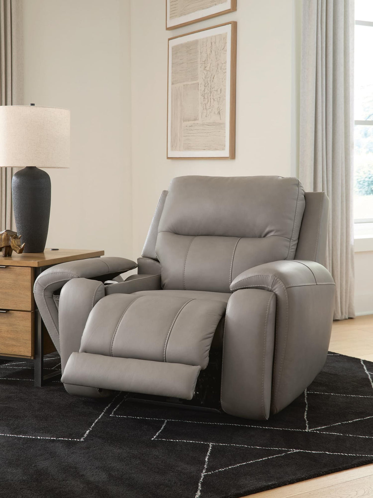 Real Moments Ash Leather Power Recliner with Audio Seating — product image 8