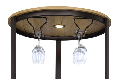 Ritter Round LED Bar Wine Storage Cabinet Rustic Oak — product image 10