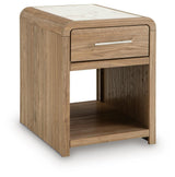 Dovander White/Natural End Table — angled view