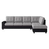 Gray/Black Traditional Solid Wood, Plywood Fabric Upholstered Tufted Ottoman Sectional - Ella Furniture
