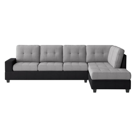 Gray/Black Traditional Solid Wood, Plywood Fabric Upholstered Tufted Ottoman Sectional - Ella Furniture