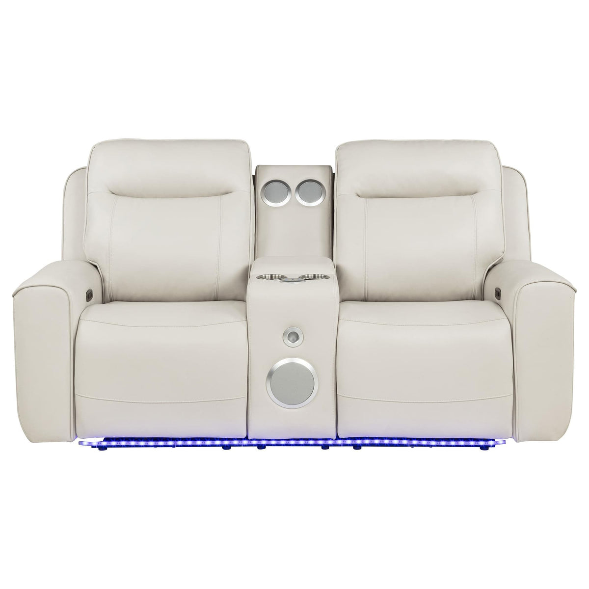 Rojas Dual Power Reclining Loveseat with Bluetooth Speakers Greige — product image 4