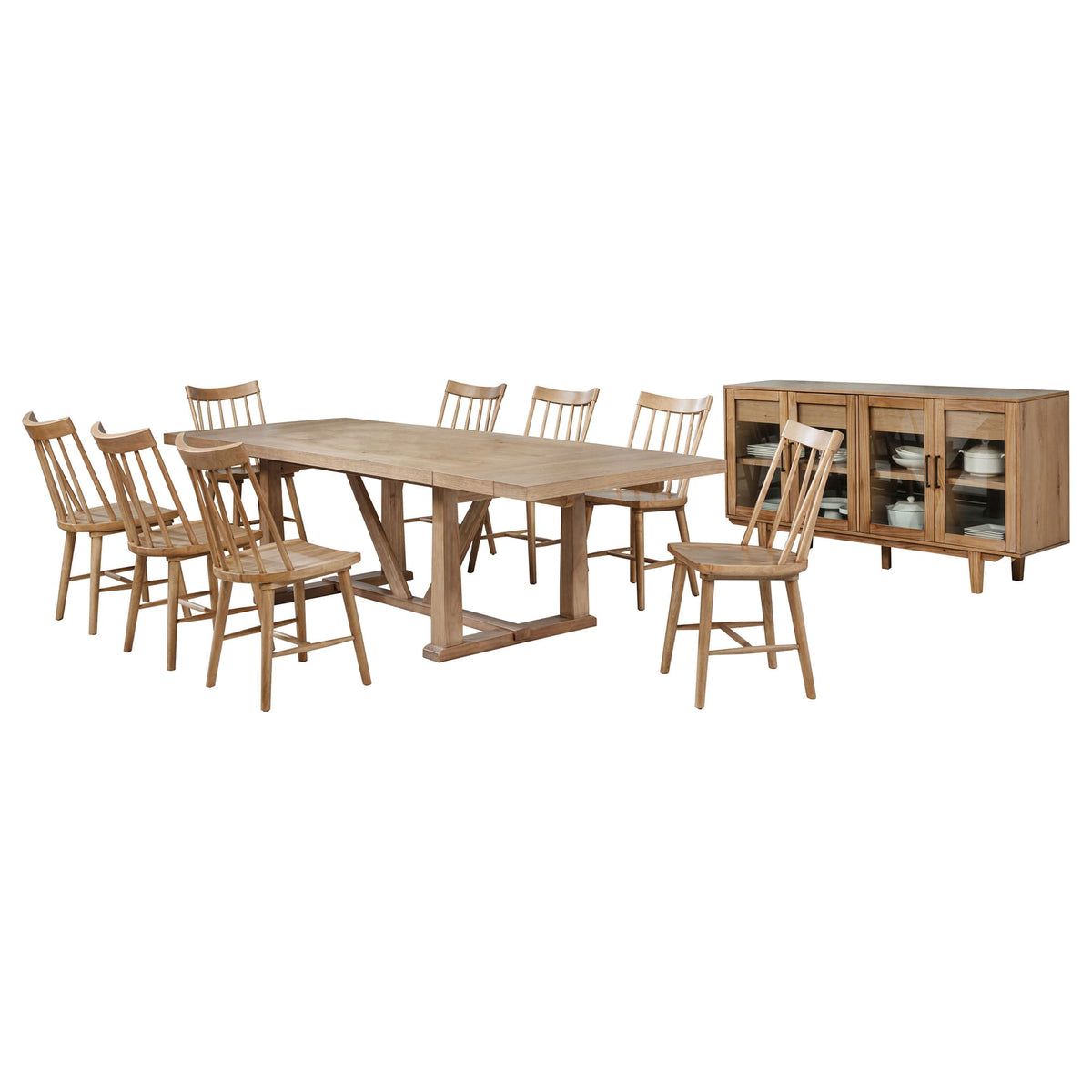 Middleton Natural Brown Extension Leaf Dining Room Set - Table and 6 Side Chairs — product image 2