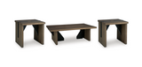 Brown Rustic Oak Veneer 3-Piece Coffee Table Set — product view