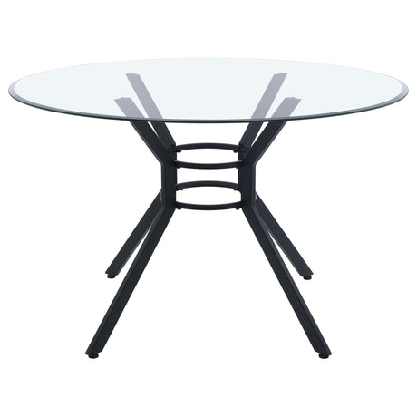 Steele 48-inch Round Glass Top Dining Table Matte Black — product image 2