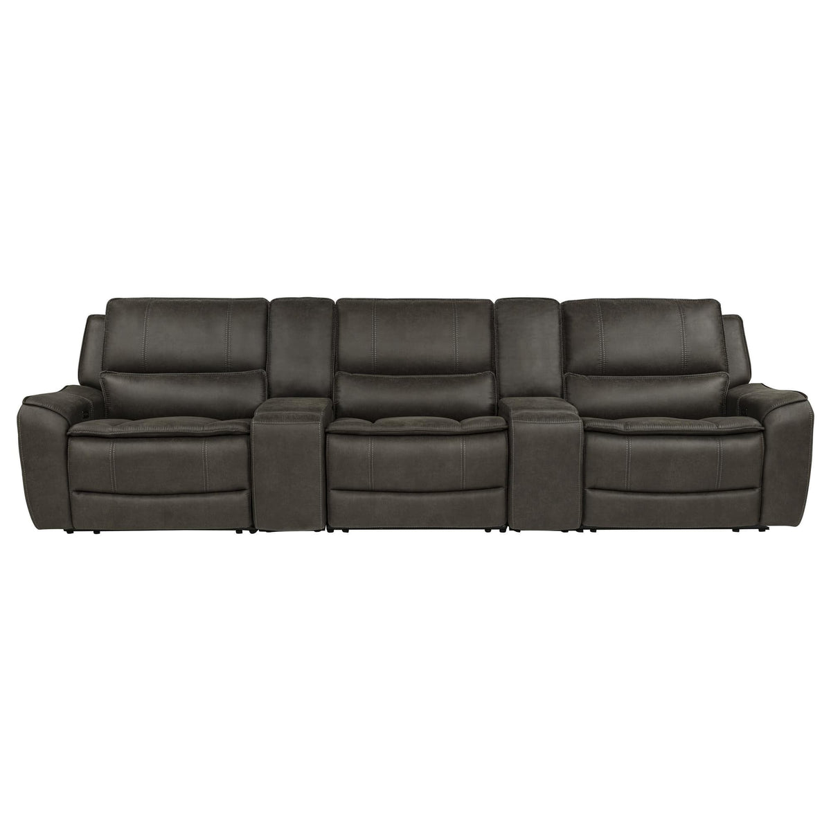 Marcell 5-Piece 3-Seat Power Home Theater Seating with Dual Consoles Grey — product image 3