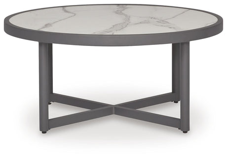 Ocean Gray Beach Outdoor Sofa and Loveseat with Coffee Table Set — front view