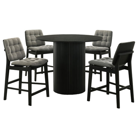 Hamlyn 5-Piece Round Wood Counter Height Dining Set in Grey and Black — product image 2