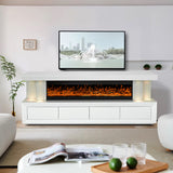 A97 White TV Stand Fireplace