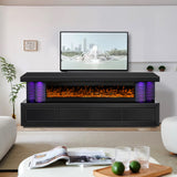 A98 Black TV Stand Fireplace