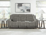 Mixed Motion Shadow Chenille / Faux Leather Power Reclining Sofa — product view