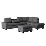 Dark Gray Traditional Modern Solid Wood And Plywood Fabric Upholstered Tufted Sectional - Ella Furniture