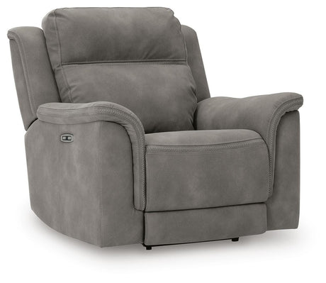 Next-Gen Durapella Slate Microfiber Power Recliner — angled view