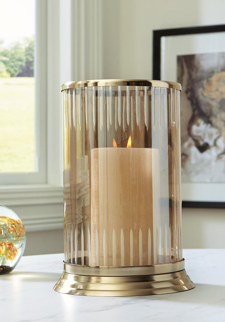Aavinson Amber/Gold Finish Candle Holder from Ella Furniture