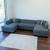 Abigail Gray Linen Double Chaise Sectional - Ella Furniture