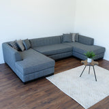 Abigail Gray Linen Double Chaise Sectional - Ella Furniture