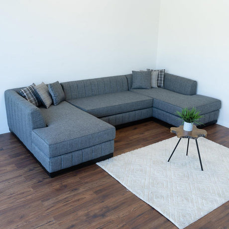 Abigail Gray Linen Double Chaise Sectional - Ella Furniture