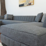 Abigail Gray Linen Double Chaise Sectional - Ella Furniture