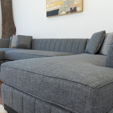 Abigail Gray Linen Double Chaise Sectional - Ella Furniture