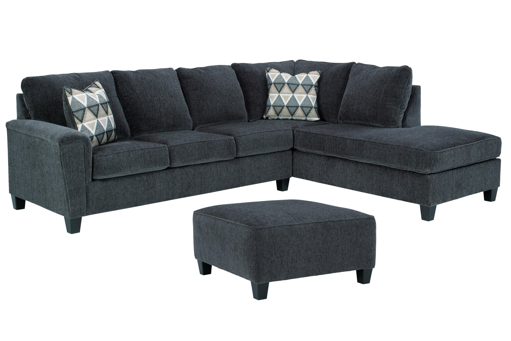 Abinger Smoke 2-Piece Sectional With Ottoman - Ella Furniture