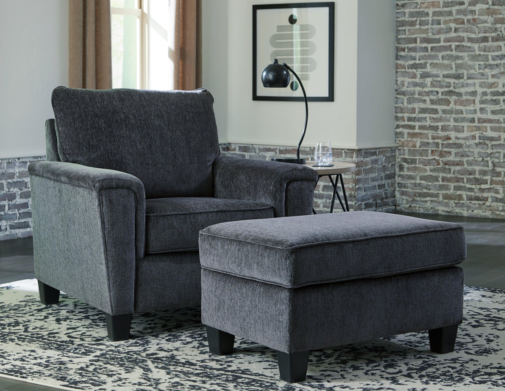 Abinger Smoke Chair And Ottoman - Ella Furniture