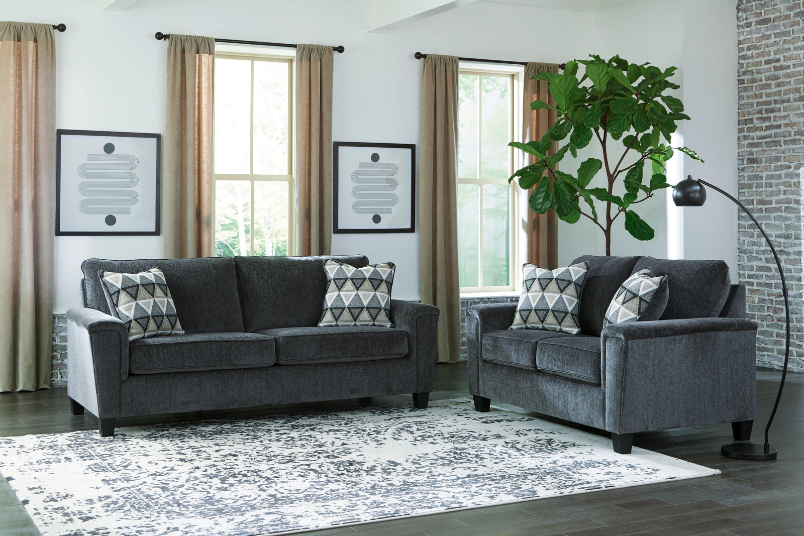 Abinger Smoke Sofa And Loveseat - Ella Furniture