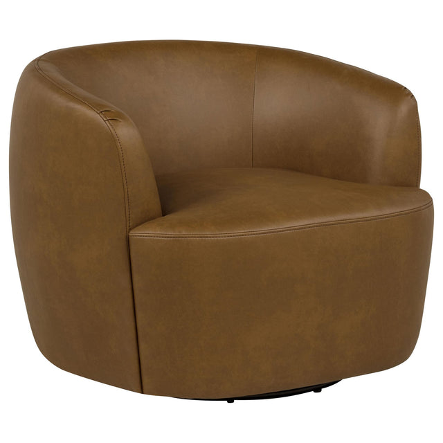 Hudson Faux Leather Swivel Accent Chair Cognac — product view