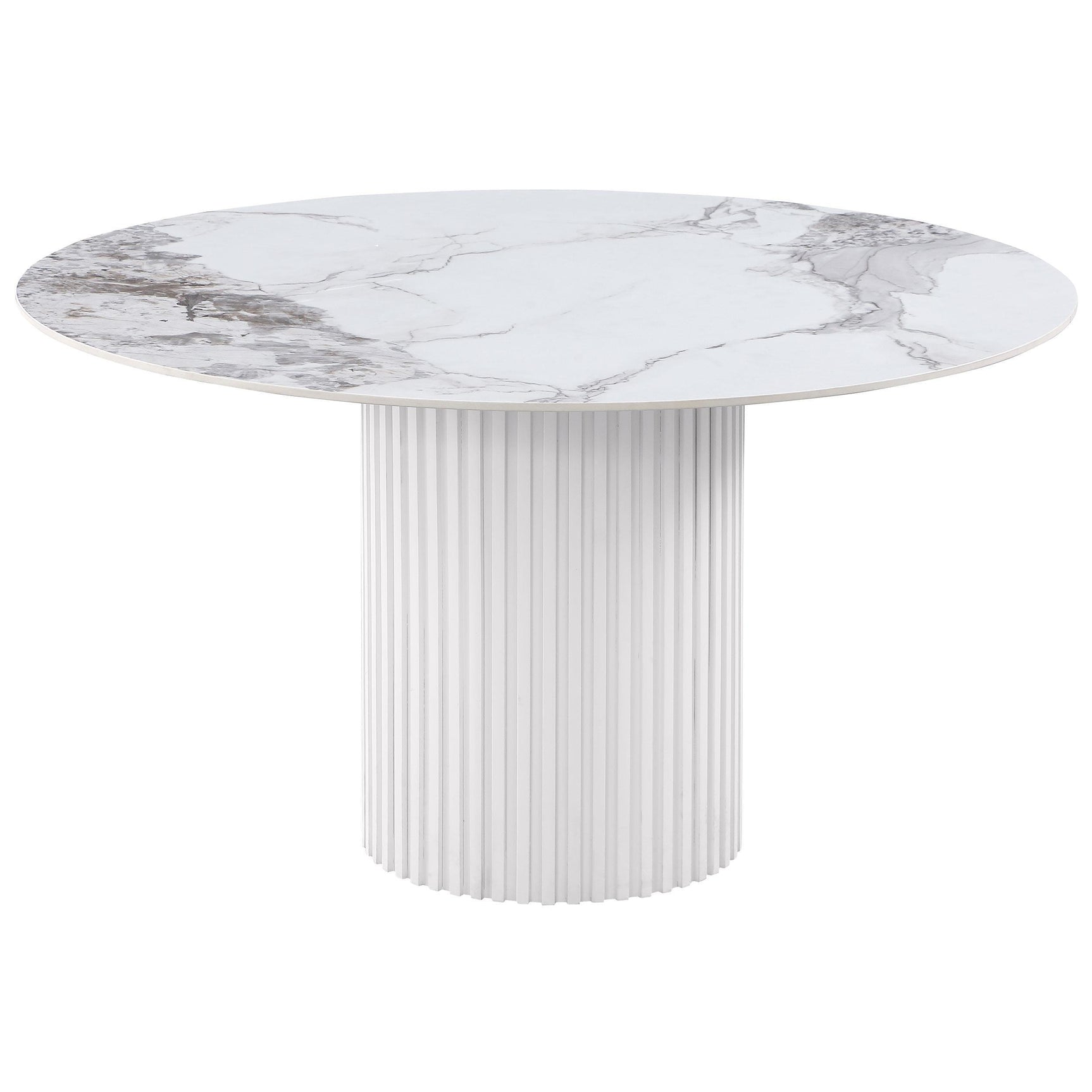 Acadia Round 53-inch Sintered Stone Top Dining Table White 105580 - Ella Furniture
