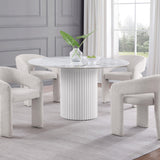 Acadia Round 53-inch Sintered Stone Top Dining Table White 105580 - Ella Furniture